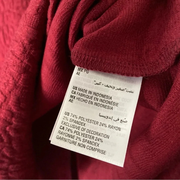 Charter Club Tie Cuff Blouse Artisan Garden Red Large Petite NEW Elegant Preppy - Picture 8 of 10